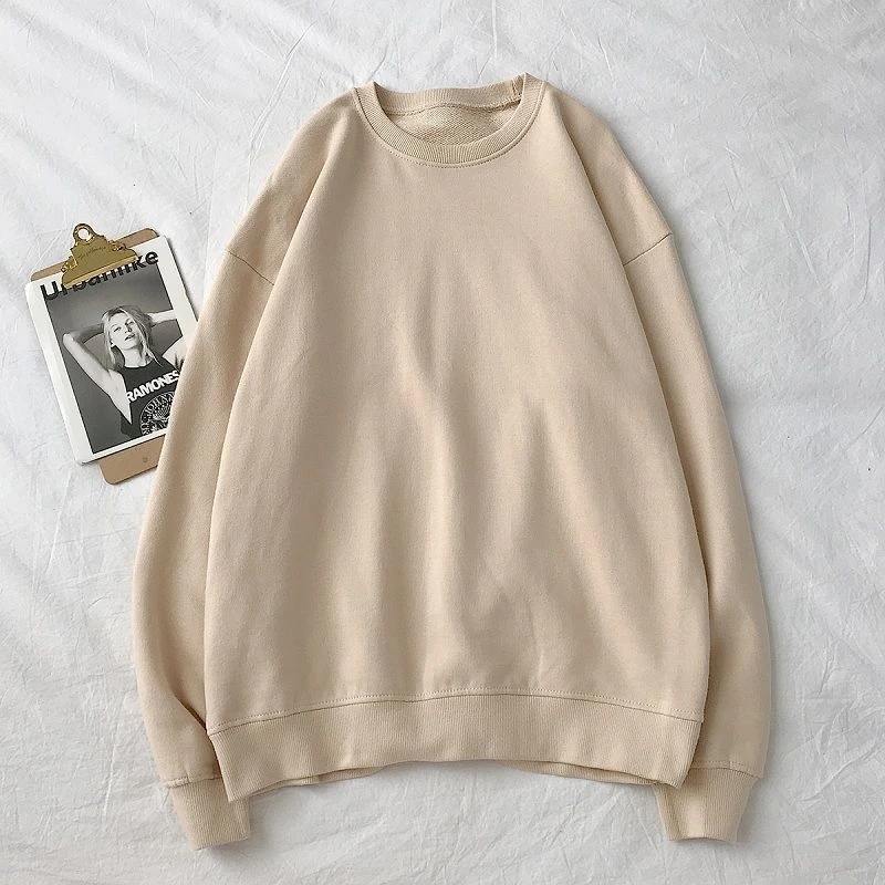 Blessyuki Casual Loose Solid Sweatshirt Male Autumn Soft O-neck Long Sleeve Basic Hoodies Men Oversized Chic All-match Pullover