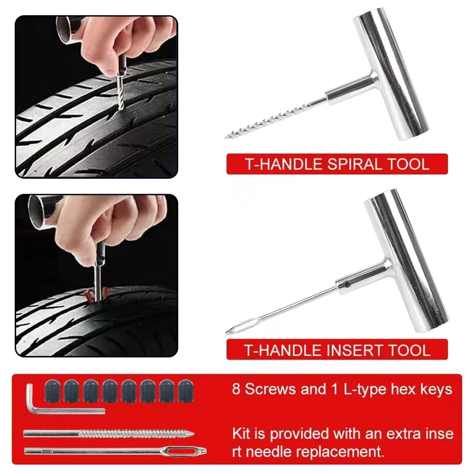 Tyre Repair Kit 45PCS Motorcycle Car Accessories Studding Tool Set Puncture Pug Set Car Tire Repair Tool  Auto Bike Tire Repair