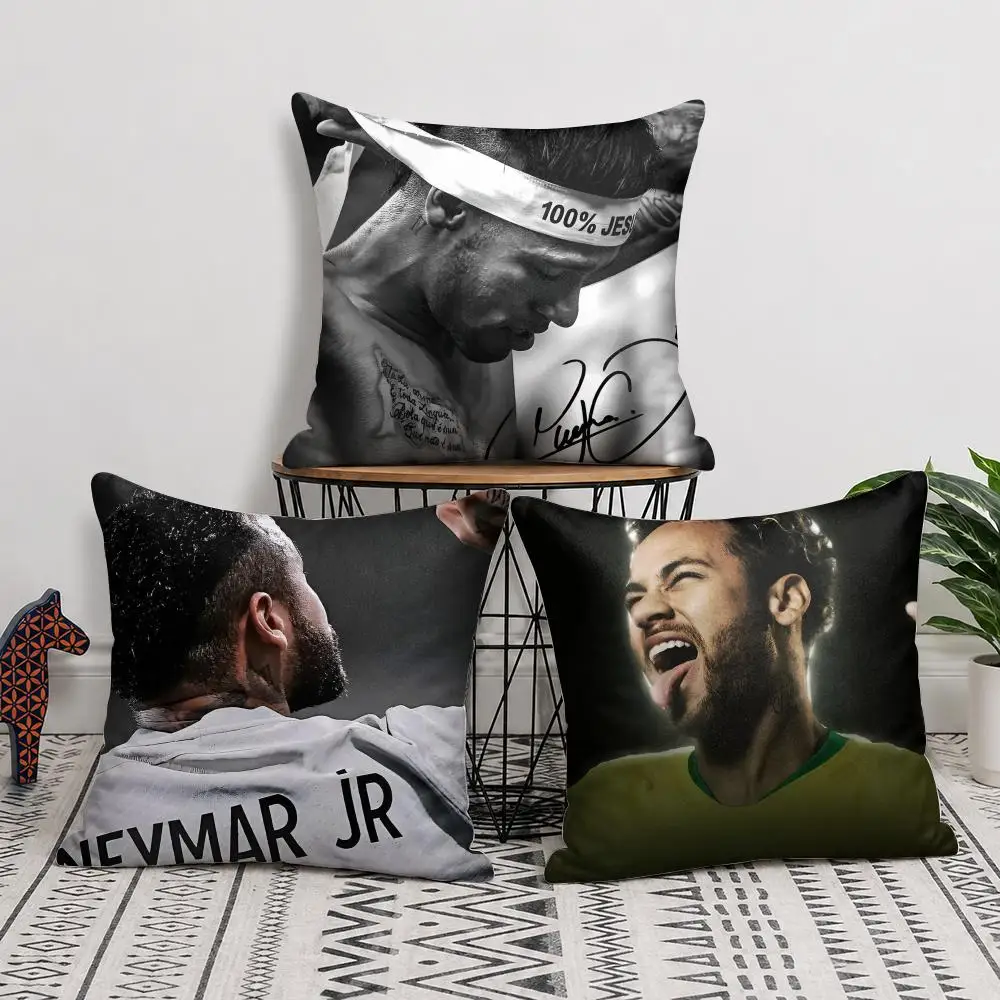 N-Neymar Jr Cushion Cover Short Plush Soft Double-Sided Printing Pillow Case Cozy Sofa Bedroom Home Decor Gift