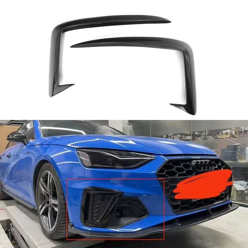 2pcs Car Front Bumper Lower Fog Light Lamp Upper Splitter  For Audi A4 B10 2021 2022 2023 Sline Decoration Accessories