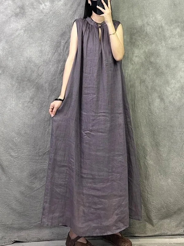 Hohe Qualität Leinen Sommer Neue Sle Vintage Svel Lange Dr Kleid Medium Softn Pendeln Sle Falten Rock Dünne Modell