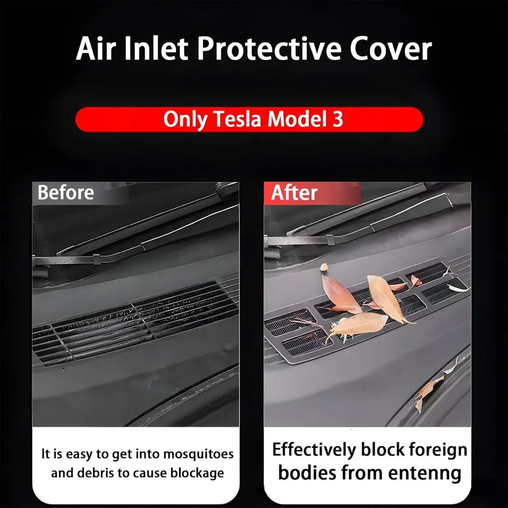 Front Grill Mesh Grille Inserts compatible with Tesla Model 3 and Air conditioning Air Intake Vent Grille Cover for Tesla Model