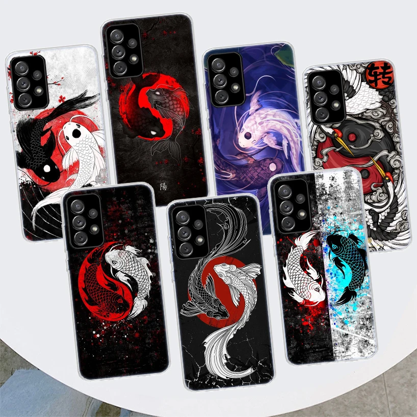 Japan Koi Fish Yin Yang Art Phone Case For Samsung Galaxy A51 A71 A50 A70 A40 A30 A20E A10 A41 A31 A21S A11 A01 A6 A8 + A7 A9 Pl