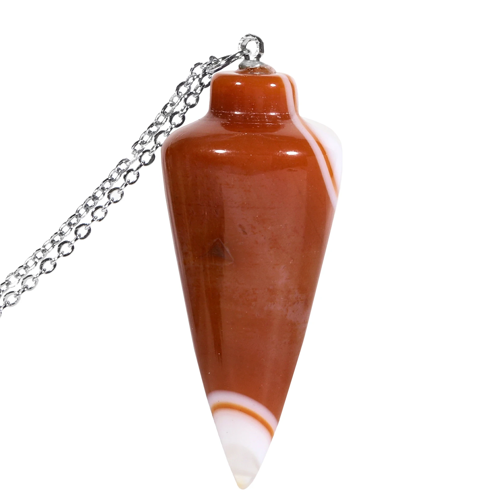 

TUMBEELLUWA Healing Crystal Stone Cone Pendulum Necklace For Chakra Balancing Dowsing Divination Lucky Unisex Jewelry