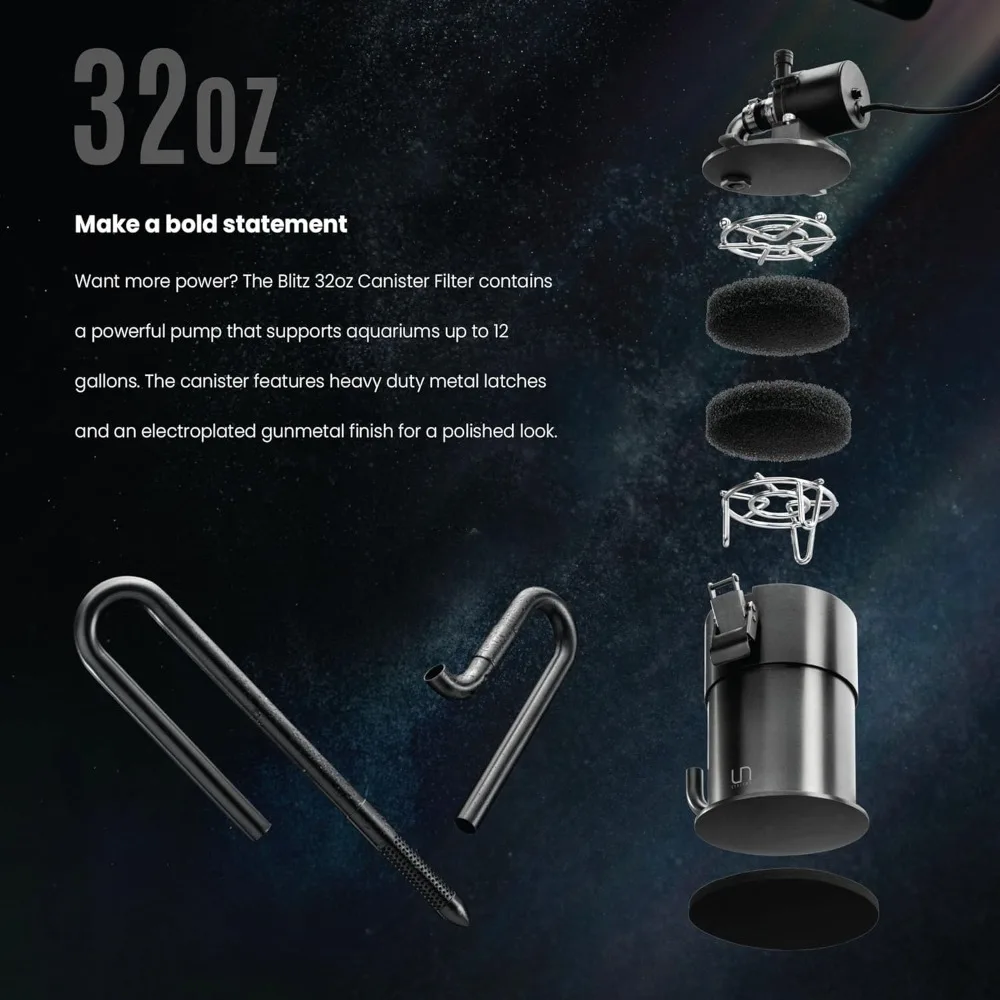 ملحقات الفلتر/فلتر حوض السمك من الفولاذ المقاوم للصدأ - مرشحات خزان الأسماك المعدنية مع مرشحات ميكانيكية وبيولوجية، لسطح المكتب/الخزانات