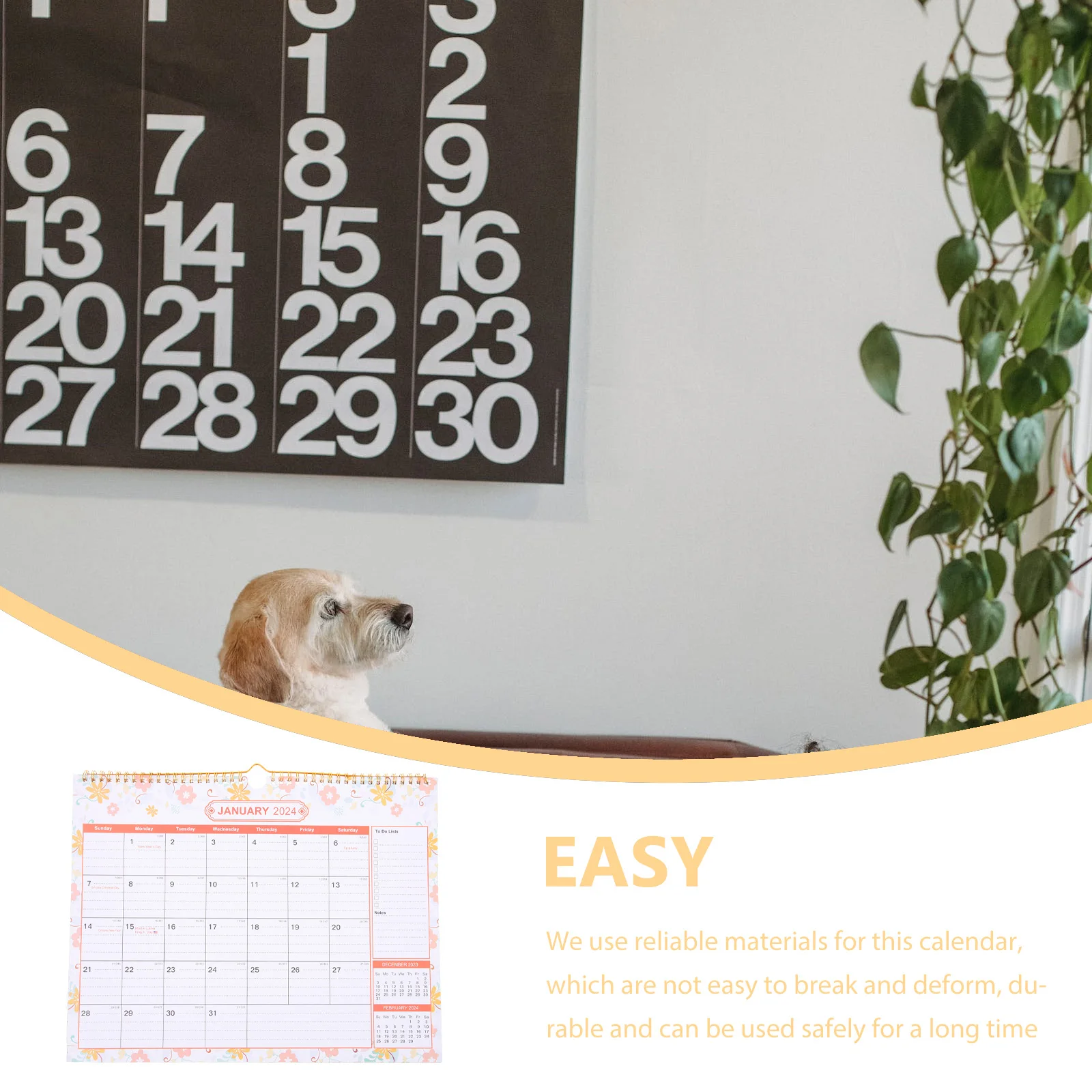 

Wall Calendar 2024-2025 Monthly Desk Organizer Thick Paper Countdown Calendar for Home Office Use Sturdy Appointment Daily