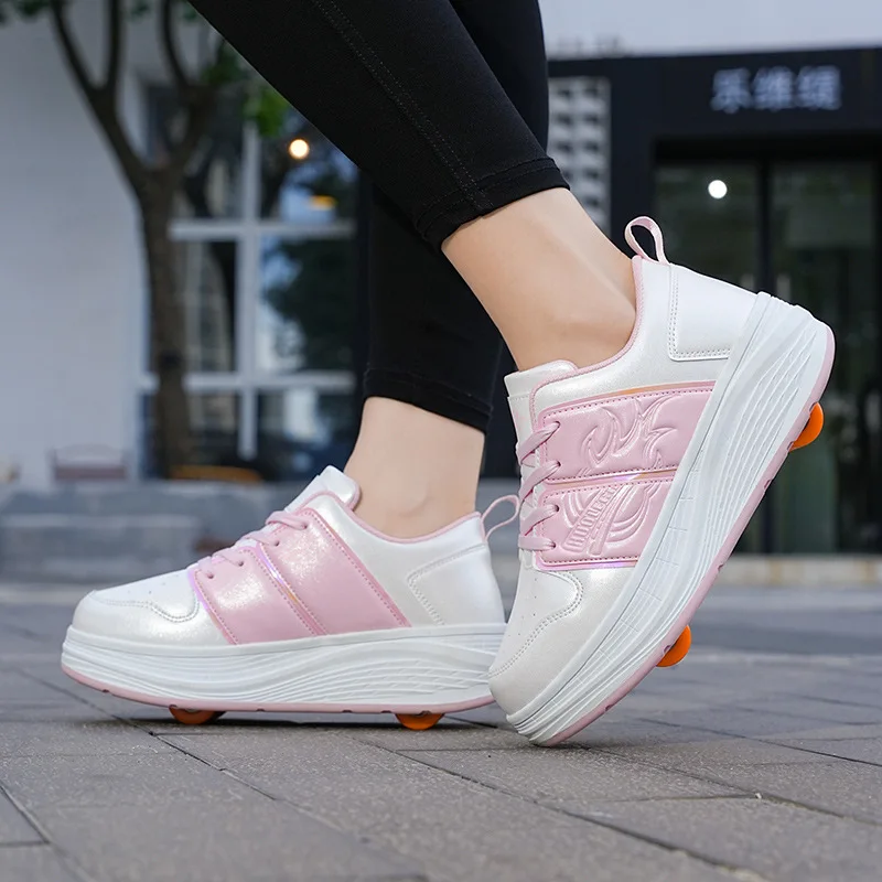 Children Four-wheel Power Walking Shoes Kids Roller Skates Boys and Girls Inline Skates Child Flying Shoe