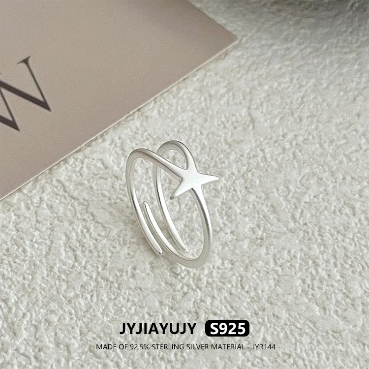 

JYJIAYUJY 100% цельное оригинальное регулируемое кольцо из стерлингового серебра S925, в наличии, матовое модное ювелирное изделие в виде морской звезды, подарок на каждый день JYR144