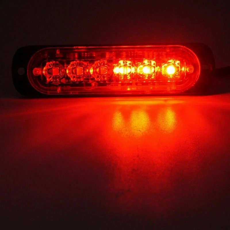 10Pcs 6-Led Light Flash Emergency Car Vehicle Warning Strobe Flashing Red And Blue