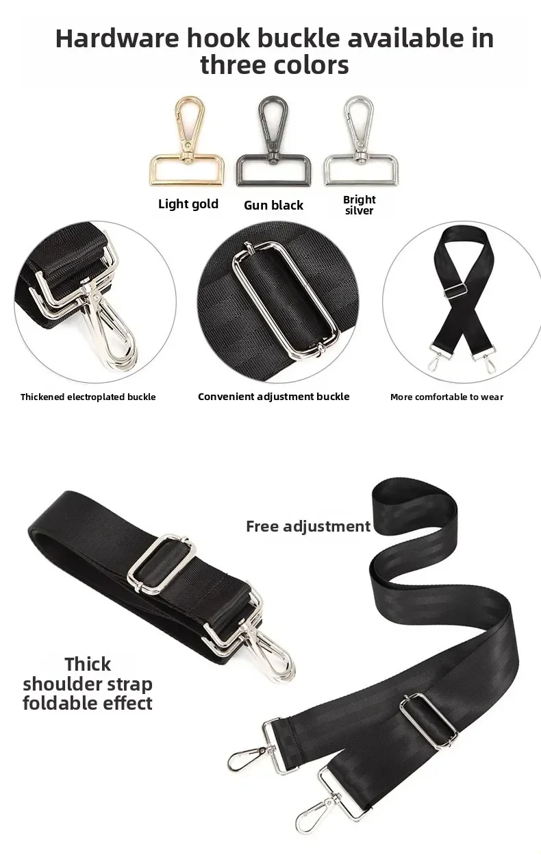 Fashion Black Nylon Shoulder Bag Strap Adjustable Replacement Detachable Belt for Women Men Messenger Bags Handle Handbag Belt