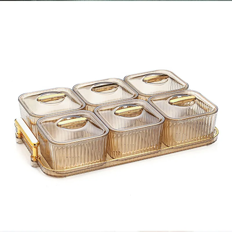 صينية تقديم مع مقبض طبق فاكهة وجبات خفيفة حديثة متعددة الوظائف غير قابلة للانزلاق #5