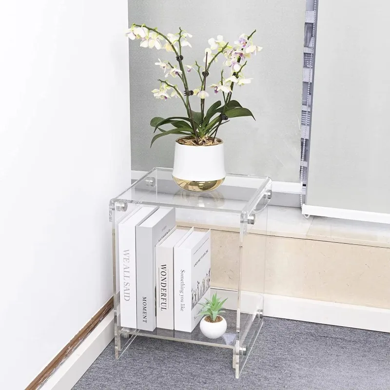 

Modern design transparent acrylic home decoration display bedside table/decorative coffee table/bedside table (transparent）