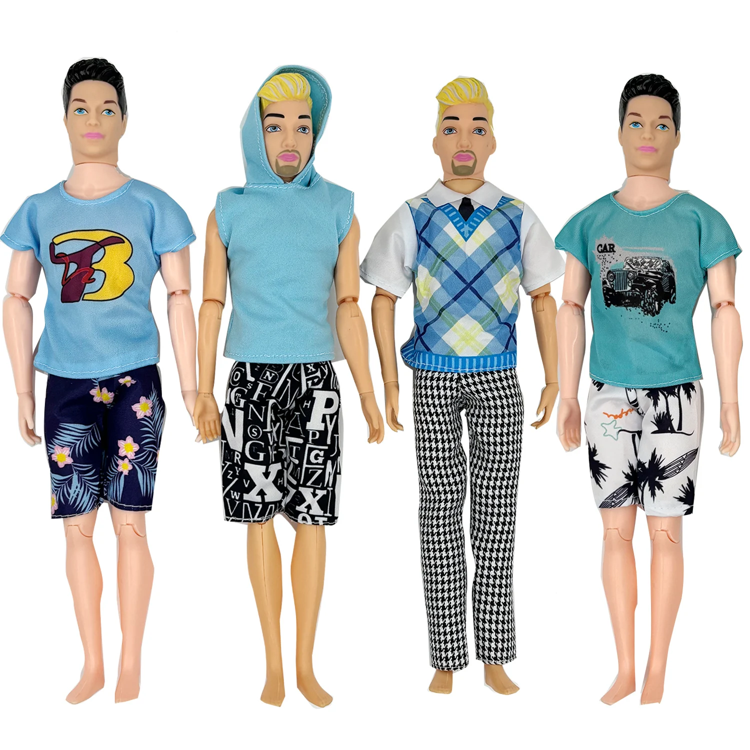 Ensemble de vêtements à la mode, 12 accessoires en coton, style décontracté, comprend des vestes, des chemises, des pantalons et des chapeaux, cadeau parfait, 4 pièces