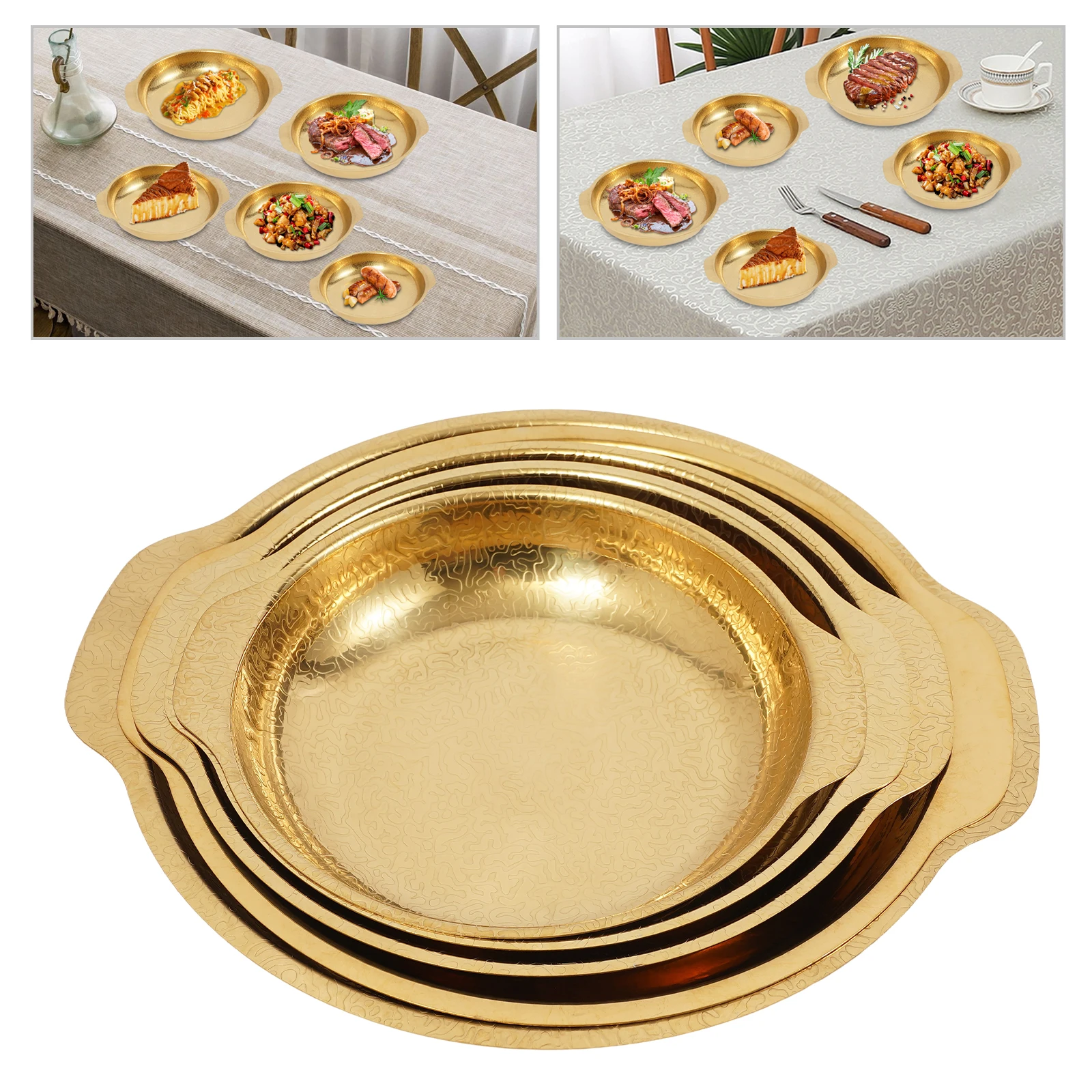 Paella Pan Steel - 5 PCS Paella Pans Set, Gold