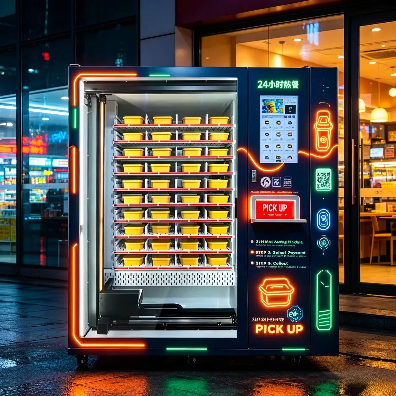 FL Ready to Eat 24 Hours Self Service Hot Meal Lunch Box Vending Machine Hot Food Vending Machines 22" Touchscreen