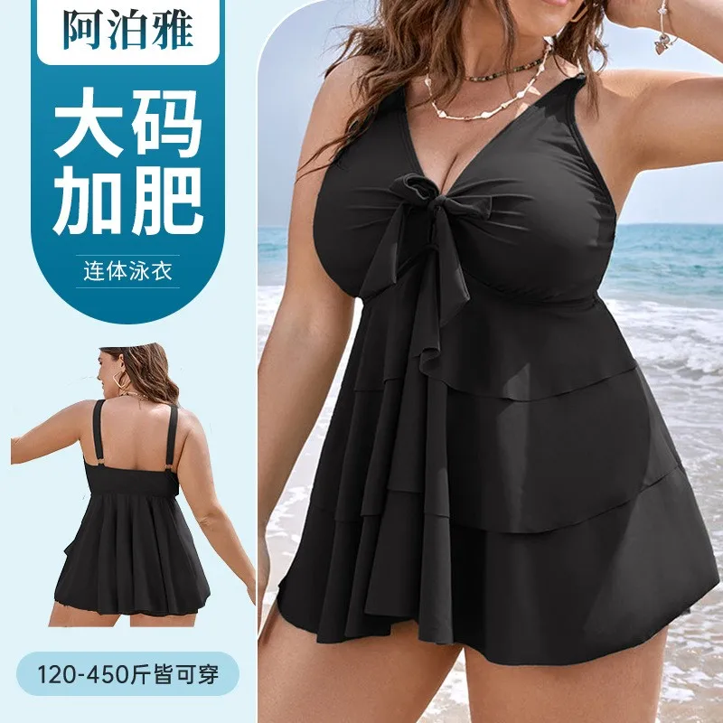 Woman Tankini Swimsuit Sleeveless V Neck Swimwear Tummy Control High Waist Bathing Suit Modest Tiered Skirt Swimsuit Plus Size