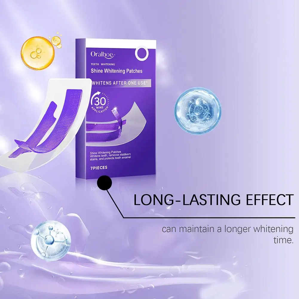 7pcs Purple Teeth Whitening Strips Professional Tooth Stain Removal Brighten Dental Bleaching Kit For Sensitive Teeth Oral Care