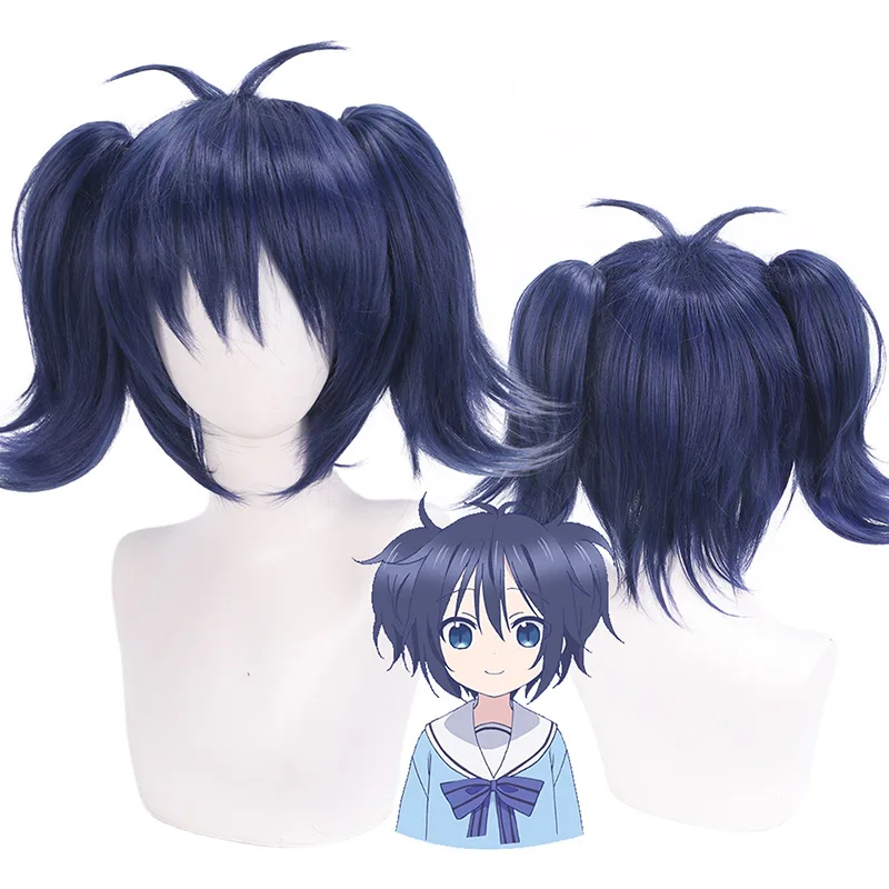 Women Anime Coser Happy Sugar Life Cosplay Koube Shio Dark Blue Heat Resistant Hair Wig With Wig Cap