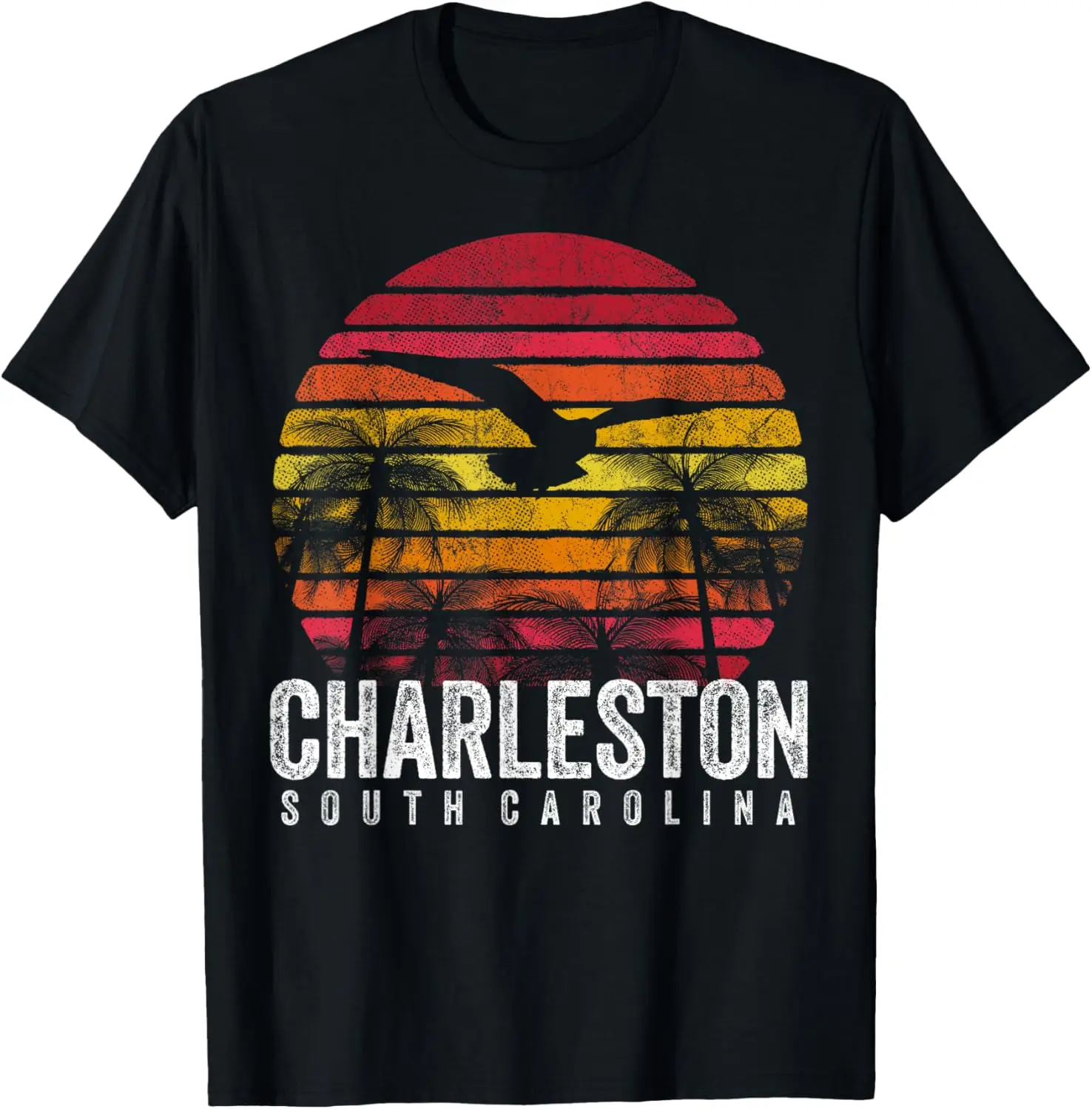 Charleston Carolina del Sur Vintage Retro 70's 80's Style Camiseta