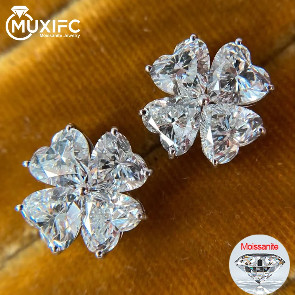 

MUXIFC Heart Cut Moissanite Stud Earrings D VVS1 Lab Diamond Ear Studs with GRA Certificates S925 Silver Wedding Earring Jewelry