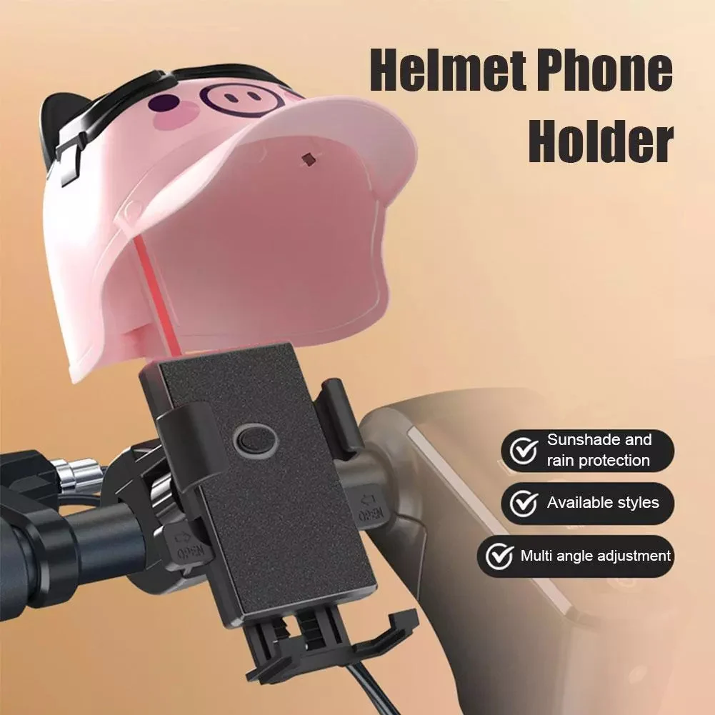 1x Cute Cartoon Small Helmet Rider Motorcycle Electric Bike Bicycle Mobile Phone Holder Waterproof Sunshade Fixed Frame