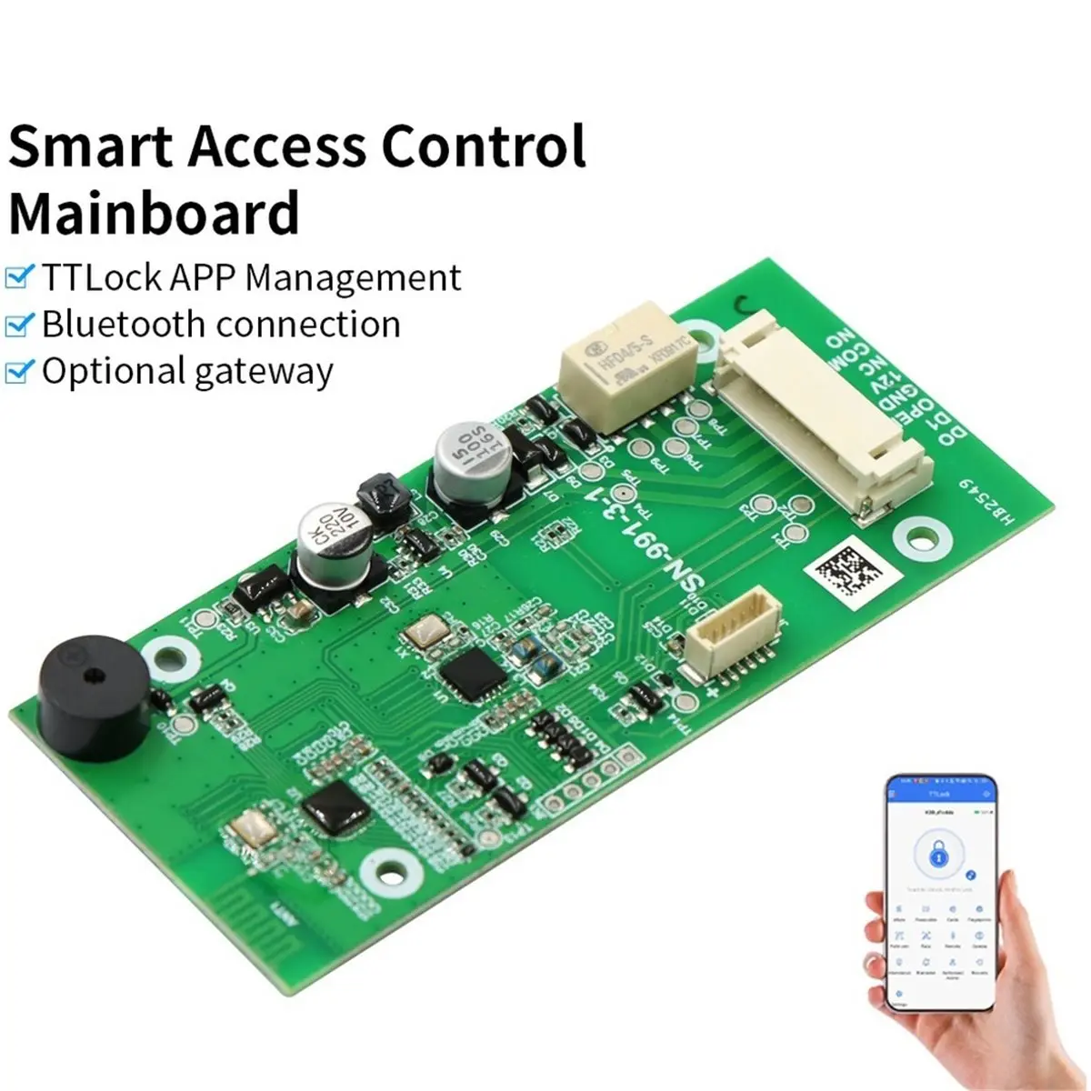 11·11COUPON Smart Access Control Mainboard with TTLock App Bluetooth Gateway Option and Full Pinout for Lock Reader Exit Butto