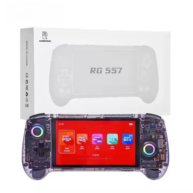 جهاز ألعاب فيديو محمول RG557 بنظام أندرويد 14، شاشة AMOLED عالية الدقة 5.48 بوصة، بطارية 5500 مللي أمبير، متوافق مع ألعاب PS2 و3DS