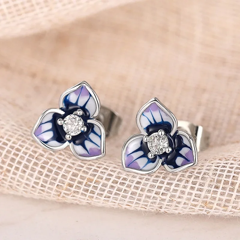 2026 New Morning Glory Dripping Oil Countryside Style Jewelry Fashion and Personality Micro Inlaid Zircon Jewelry Accessories