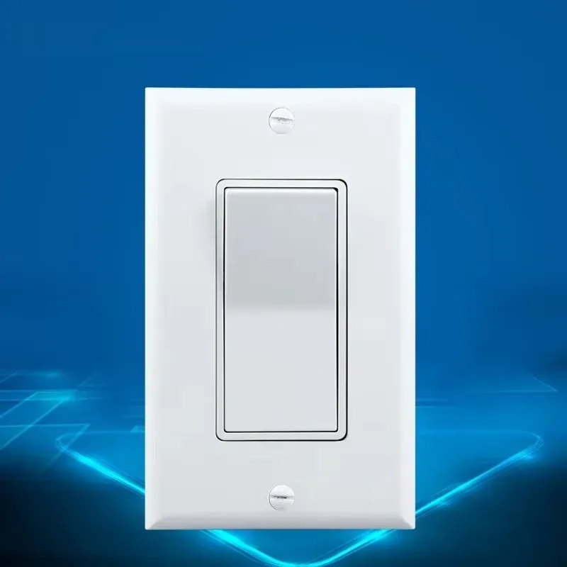 White US style Single Pole Decorator Wall Light Switch with Wallplate 15A On/Off Rocker Paddle Interrupter American swithces