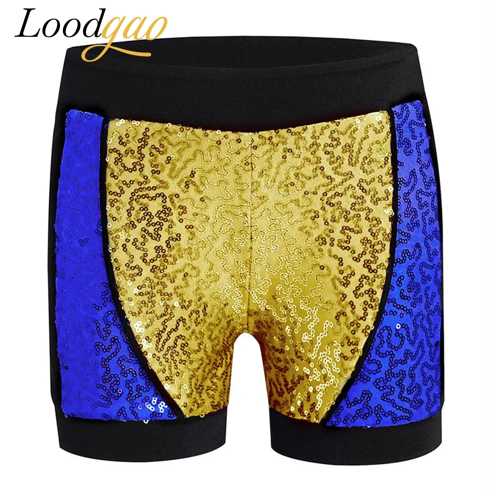 

Детские шорты с блестками, детские шорты для девочек, костюм для джазового танца с цветными блоками, модные блестящие короткие штаны с эластичной резинкой на талии