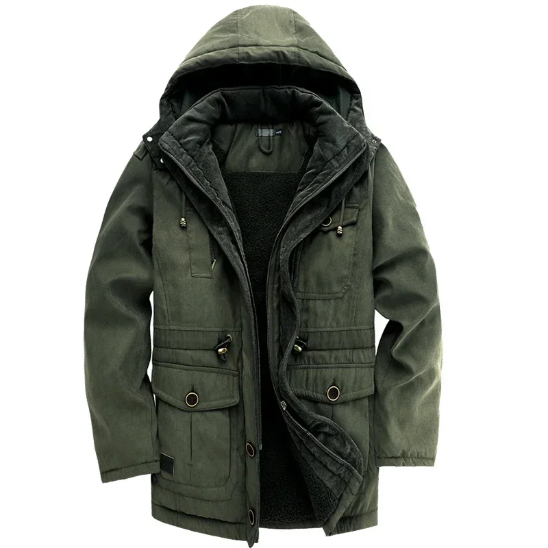 Casual Parkas Military Outdoor Fleece Men USA SIZE Stand Collar Lamb Cashmere Winter Parka Men Warm Jacket Men Cotton Windproof