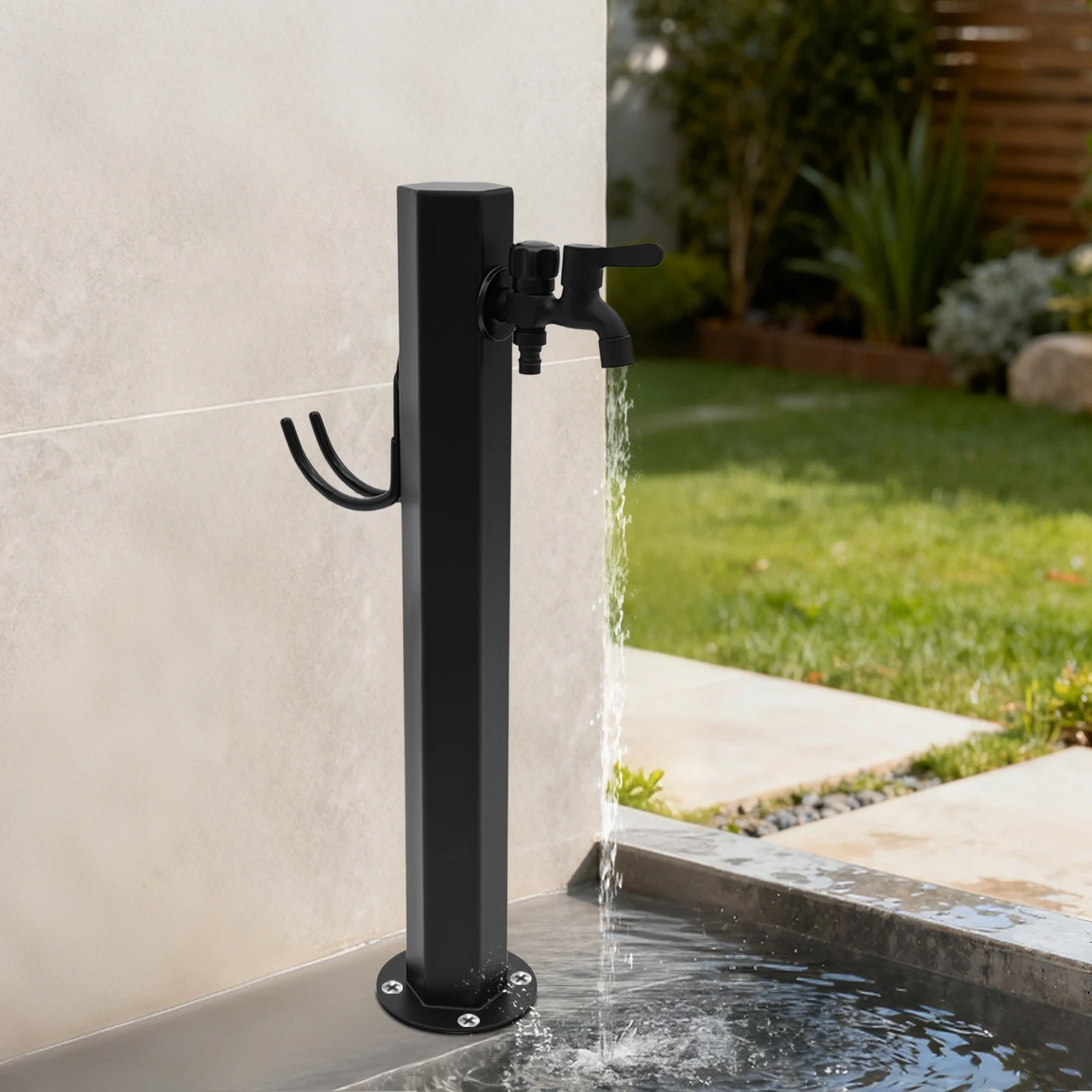 

Bymaocar Hexagonal Water Column Faucet 304 Stainless Steel Outdoor Column Faucet Garden Column Faucet DN15 Black