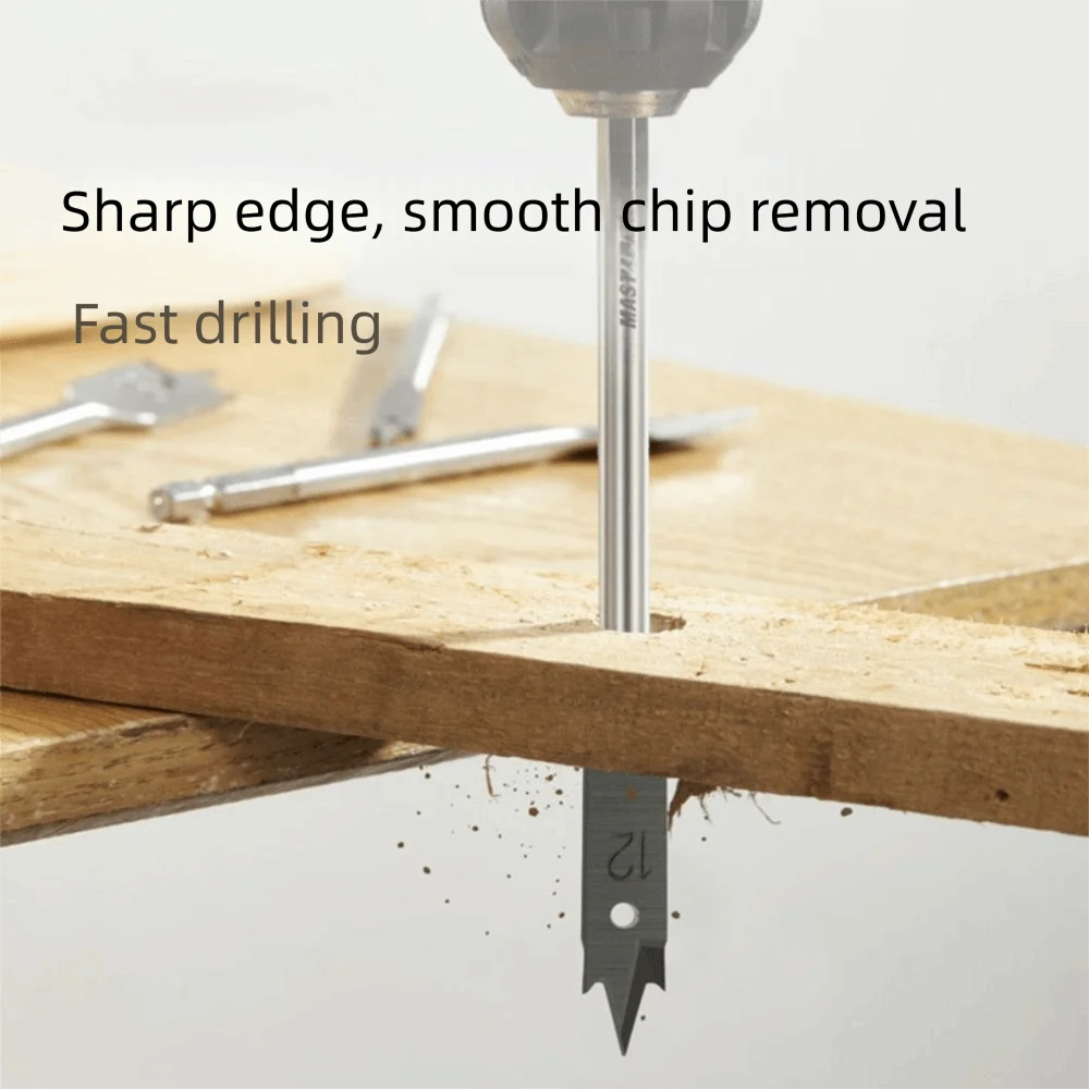 

High-carbon Steel Woodworking Tool Sets Durable Long Wood Flat Drills Three-point Bit Set Hexagonal Shank Woodworking Drill Bit