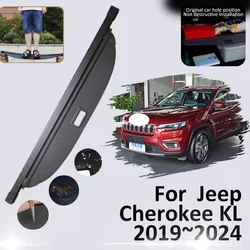 Car Trunk Cover For Jeep Cherokee KL 2019 2020 2021 2022 2023 2024 Organizer Tray Retractable Security Shield Car Accessories