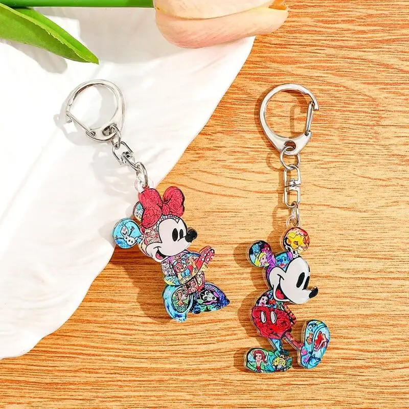 

New Disney Mickey Mouse Minnie Cartoon Acrylic Keychain Anime Peripheral Backpack Pendant Birthday Gifts for Boys and Girls