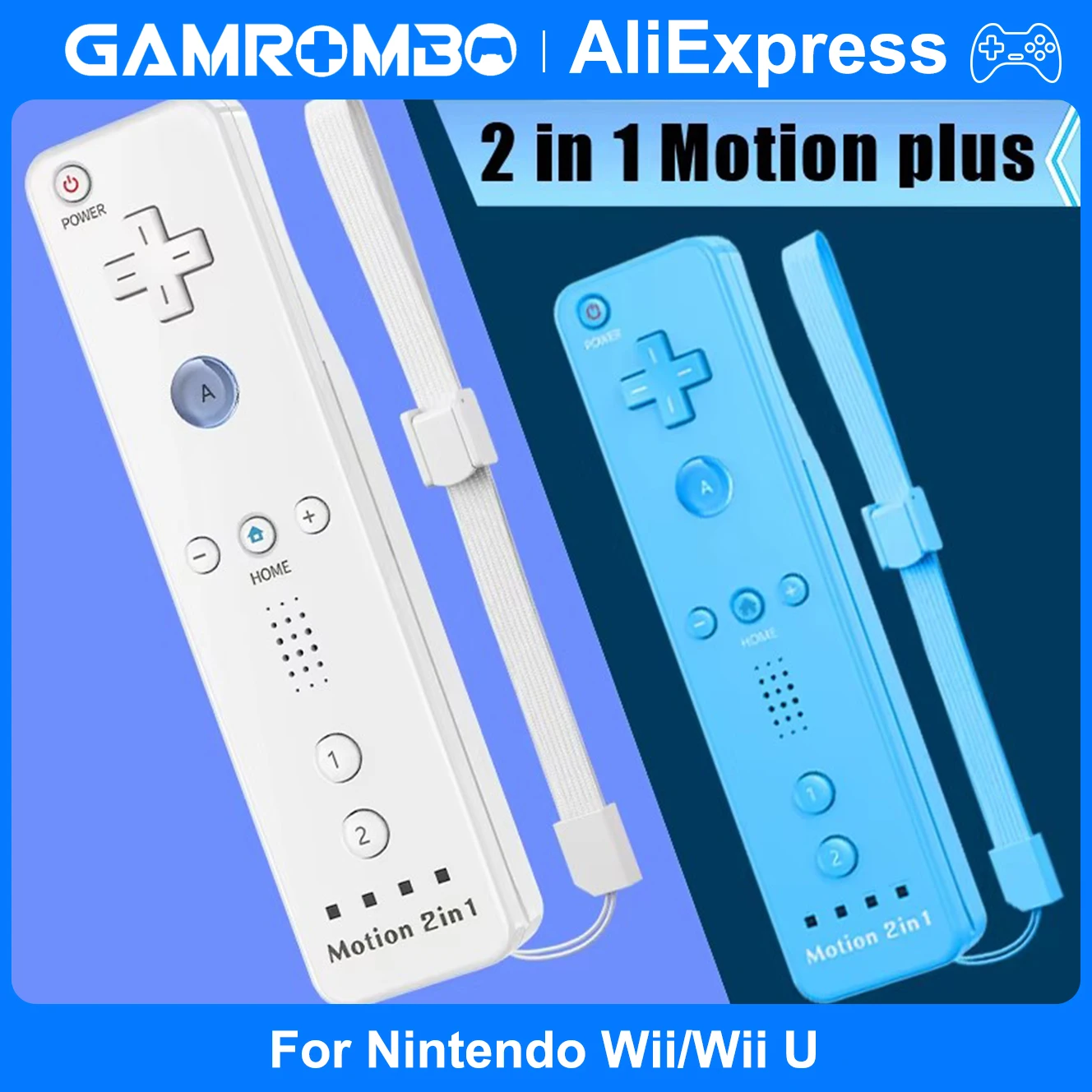 

GAMROMBO Controller For Nintendo Wii/Wii U Joystick 2in1 Left Right Wireless Gamepads W/ Motion Plus Game Remote Control Rocker
