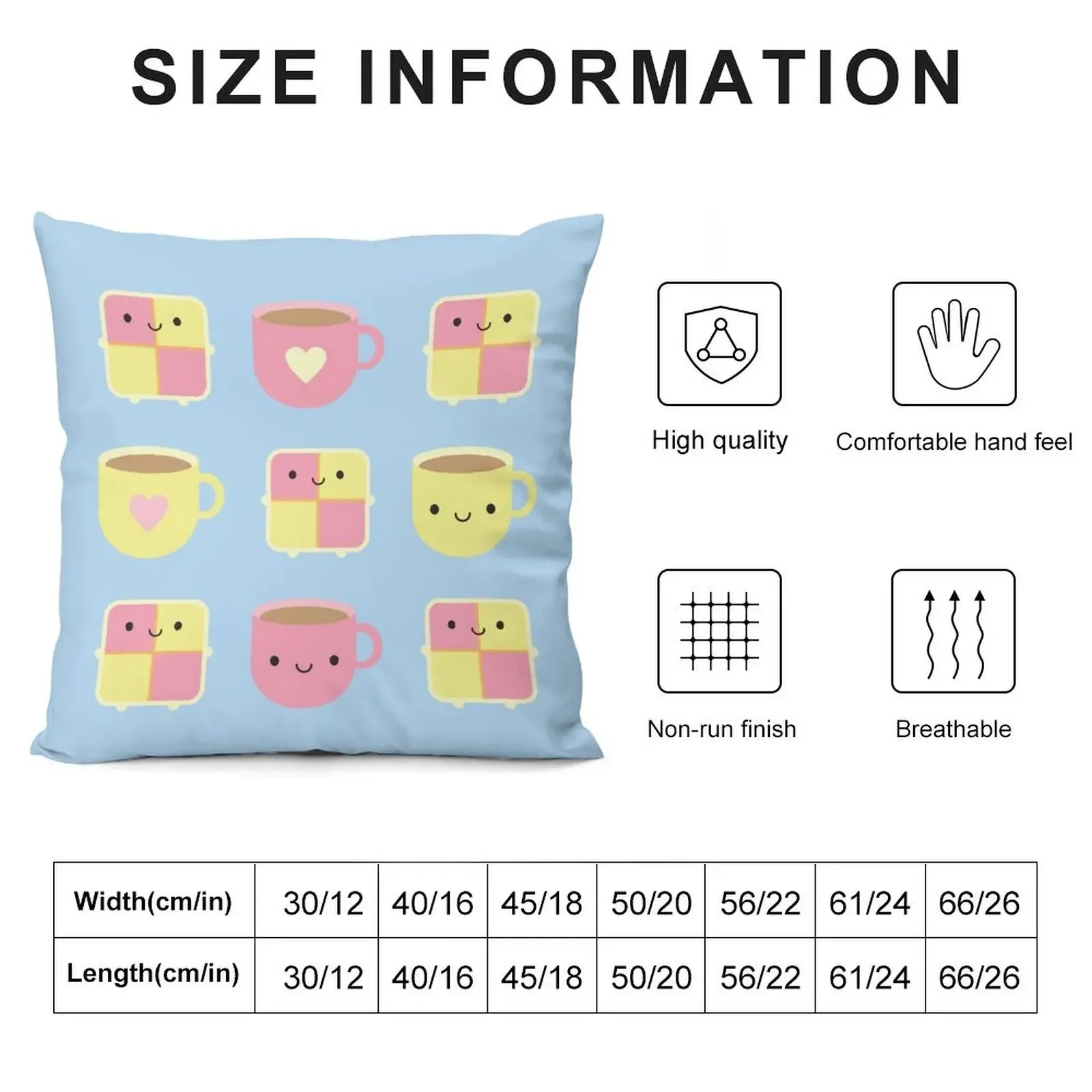 Kawaii Battenberg Cake & Cup of Tea Throw Pillow Sofa Cushion Cushion Covers For Living Room pillow