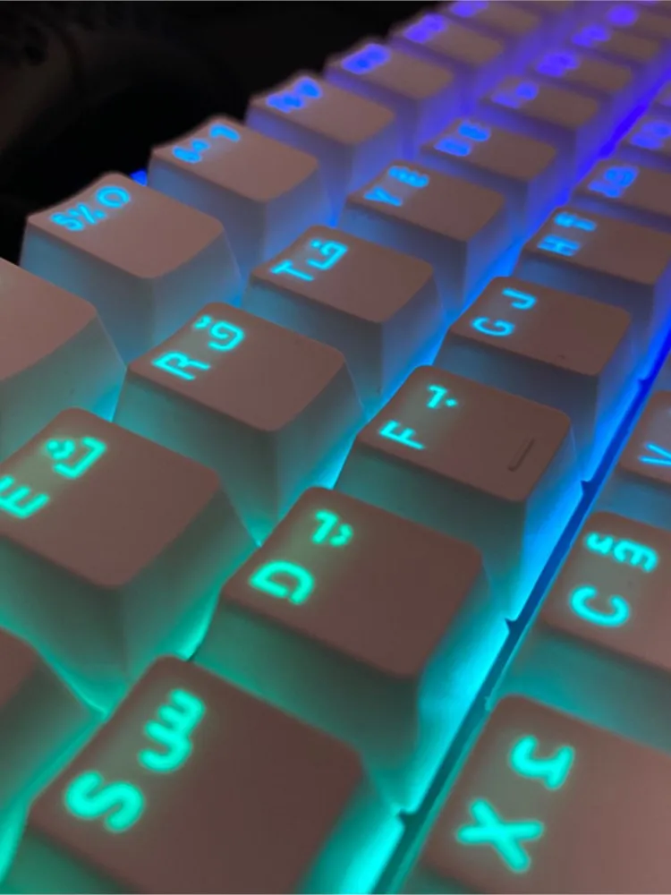 Klawisze do klawiatur mechanicznych koreańskie francuskie hiszpańskie niemieckie arabskie rosyjskie profil OEM ABS podświetlane RGB klawisze gamingowe personalizowane — zdjęcie produktu 7