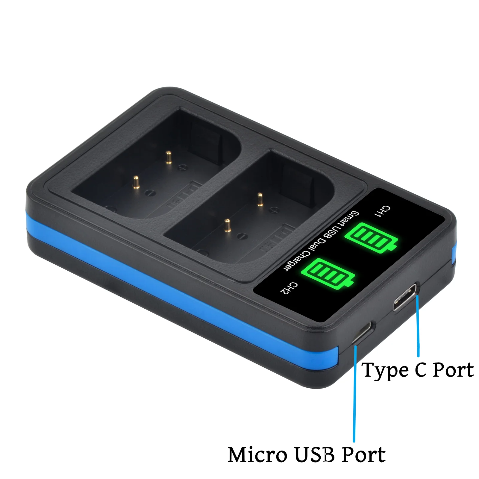 2600mAh DMW-BLK22 DMW BLK22 Battery+LED Charger with Type C Port for Panasonic LUMIX DC-S5 DC-S5K GH5 II GH6 S5IIX S5M2X