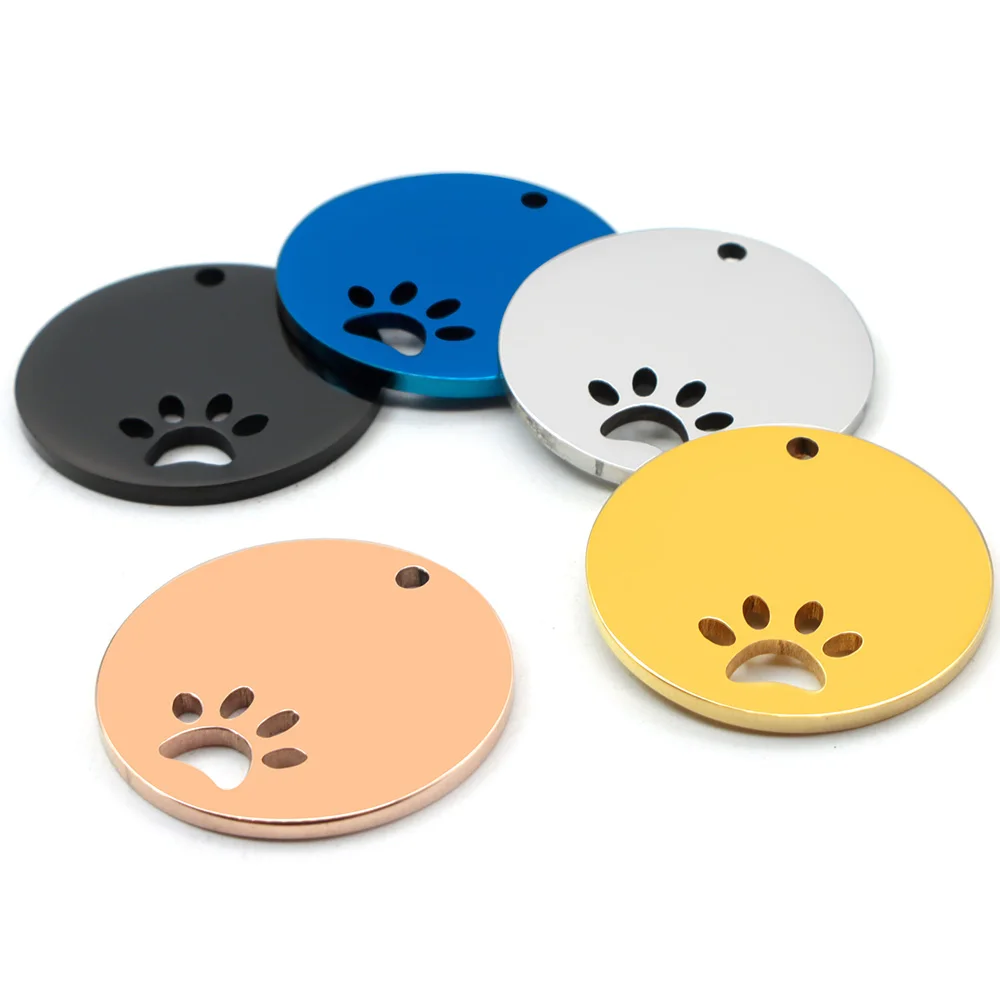 Wholesale 100pcs/lot Round Keychain Tags ID Stainless Steel Blank Pet Dog ID Tag Pendant Necklace Jewelry Collar Accessories