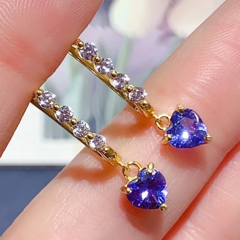 

Настоящие серьги-подвески из серебра 925 пробы с натуральным танзанитом, сертифицированные, 5 мм, в форме сердца, для свадьбы