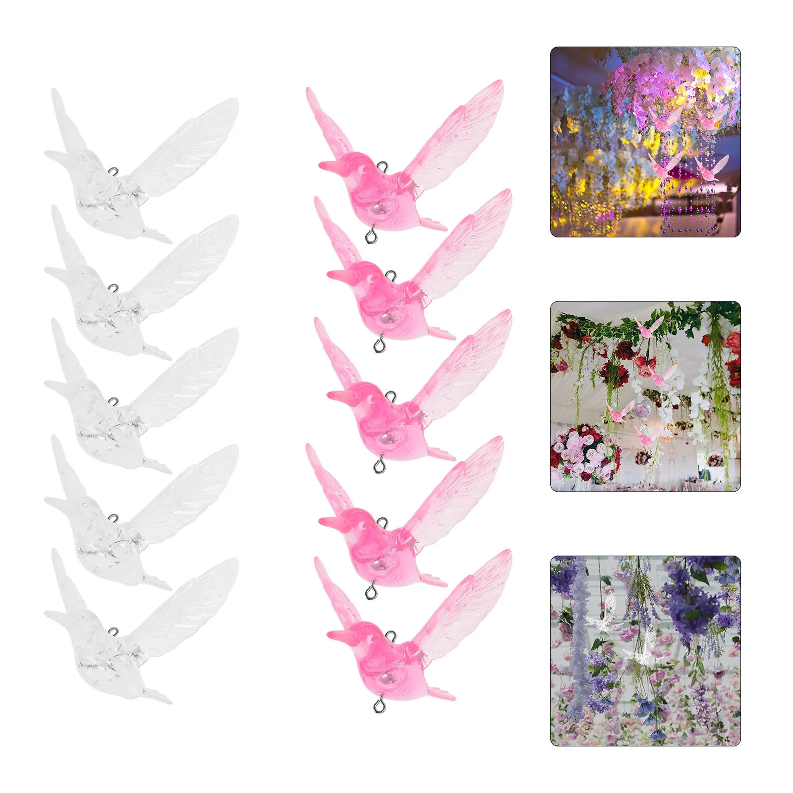 

10Pcs Hummingbird Shaped Decoration Acrylic Hanging Pendants for Bedroom Home Garden Lamp Decor Ceiling Ornament Birds Modeling
