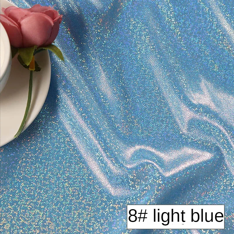 Laser Reflective Fabric By The Meter for Clothes Dresses Diy Sewing Bronzing Glitter Colorful Decorative Stage Cloth Glossy Pink