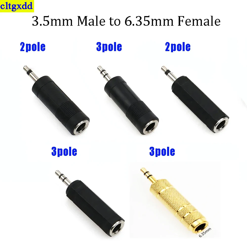 1piece  2-pole 3-pole mono dual channel 3.5mm male to 6.35mm female connector socket cable circular hexagonal audio adapter