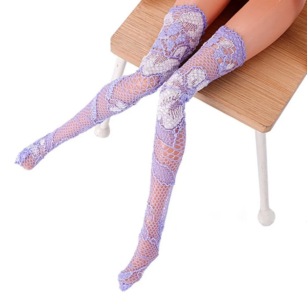 New Fashion Lace Stockings Handmade Multicolors Long Socks Legging Dress Clothes for 1/6