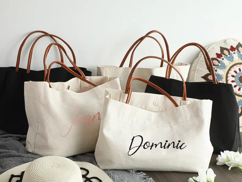 Personalized Bridesamaid Canvas Bag With Name Custom Beach Tote Bag Wedding Bridal Party Beach Bag Honeymoon Party Gift Jute Bag