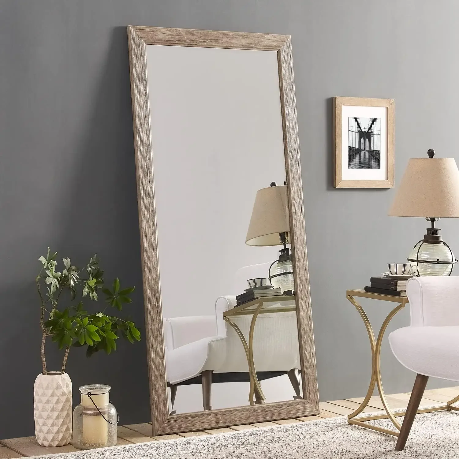 Farmhouse Full-Length Mirror with Wood Frame – Rustic 66