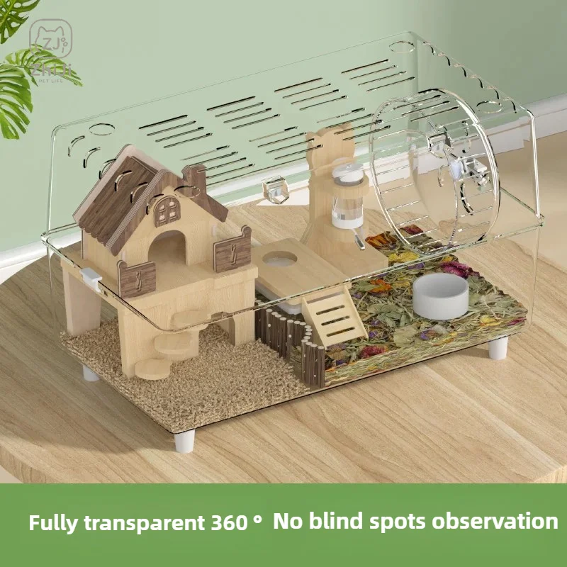 ‌Large Transparent Hamster Cage 2Layer Luxury Villa with Extra Space Cheap Dwarf Syrian Habitat Acrylic House for Golden Hamster view 4