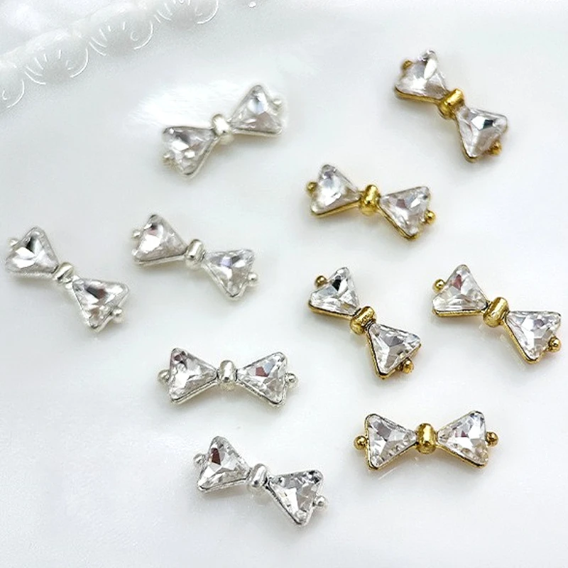 Fiocco francese Papillon lucido Lega di strass Nastro Pila Trapano Decorazione per unghie Punta Papillon in cristallo Accessori per manicure fai da te