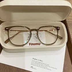 Bright Black Myopia Glasses 0 To -6.0 Blue Light Resistant Flat Glasses Oval Resin Lenses Men Computer Optical Eyeglasses Unisex